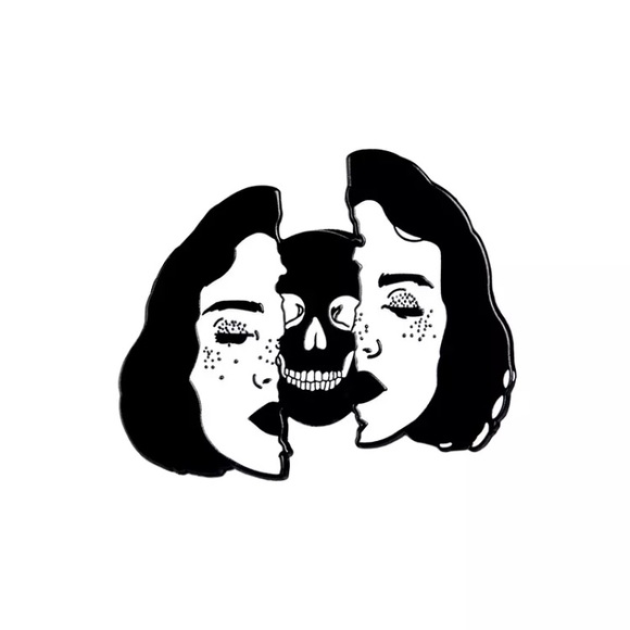 Jewelry - 4/$20 Split Face Skull Enamel Brooch Pin